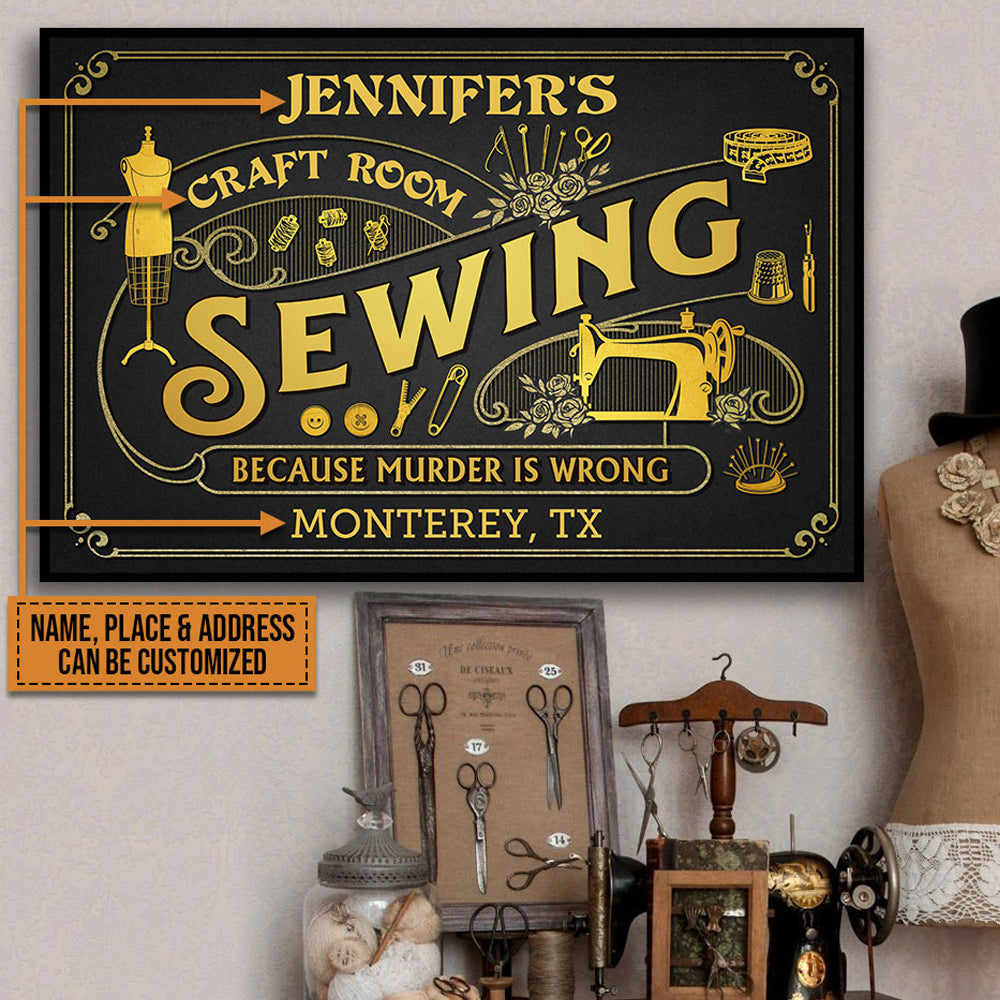 Personalized Sewing Black Because Murder Custom Poster
