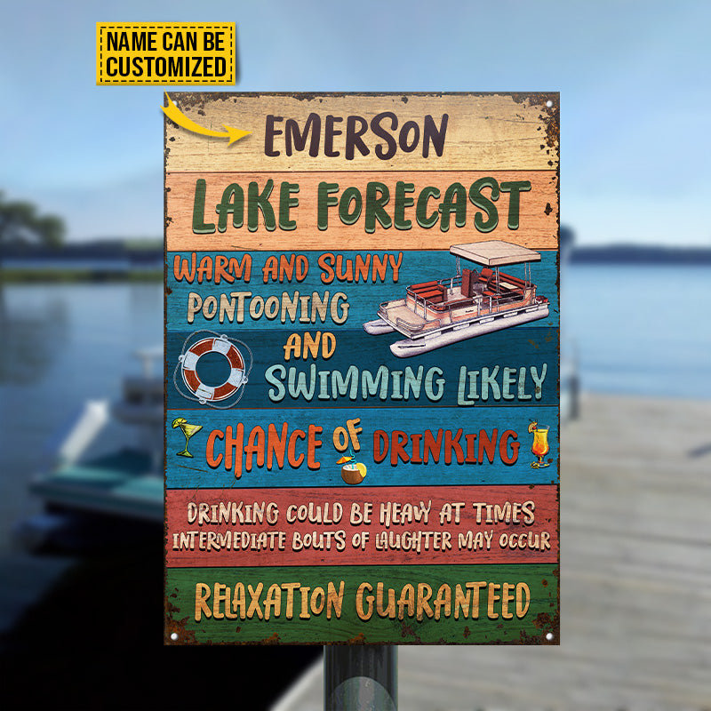 Pontoon Lake Forecast Warm And Sunny Custom Classic Metal Signs