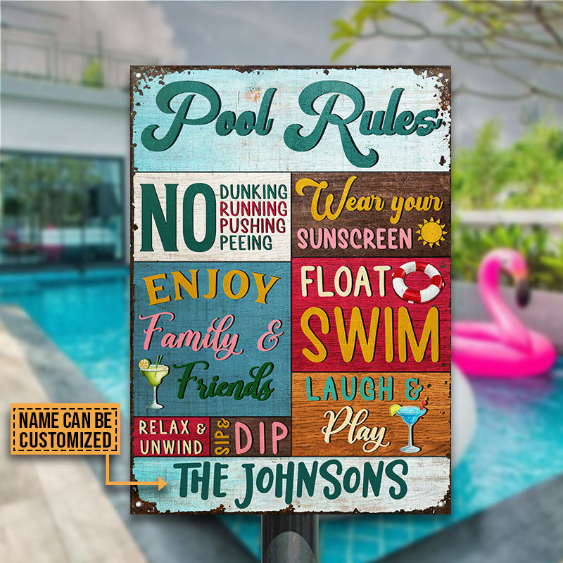 Pool Rules Relax Unwind Custom Classic Metal Signs, Swimming Pool, Outdoor Decor