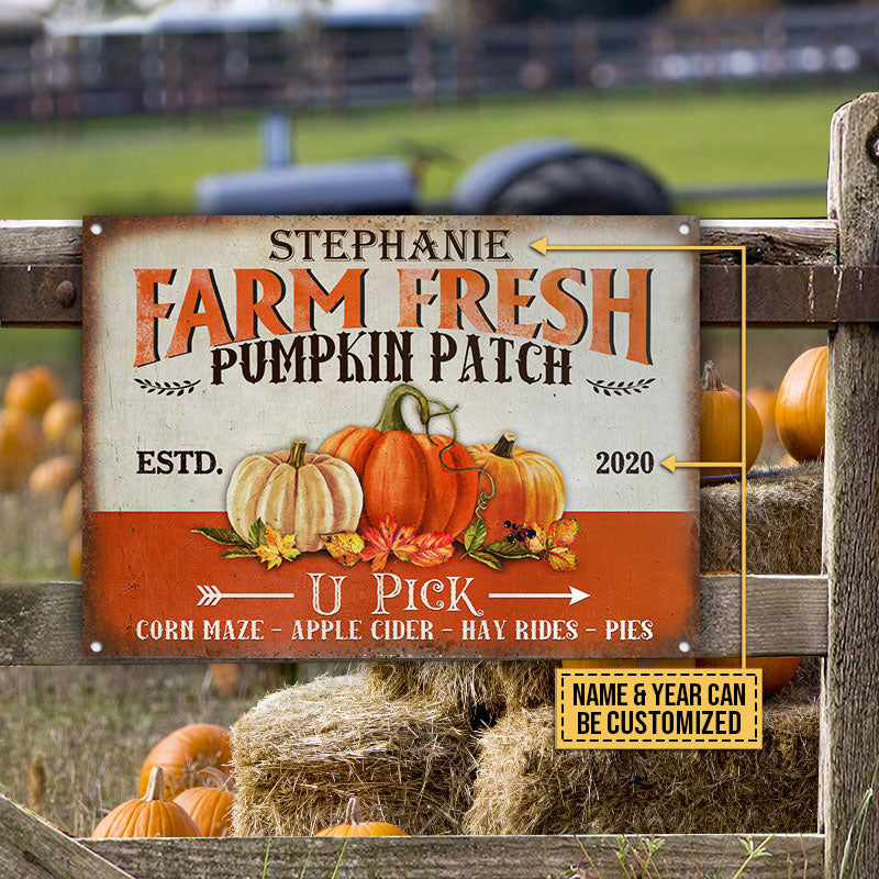 Pumpkins Farm Custom Classic Metal Signs, Fall Thanksgiving Harvest Decoration