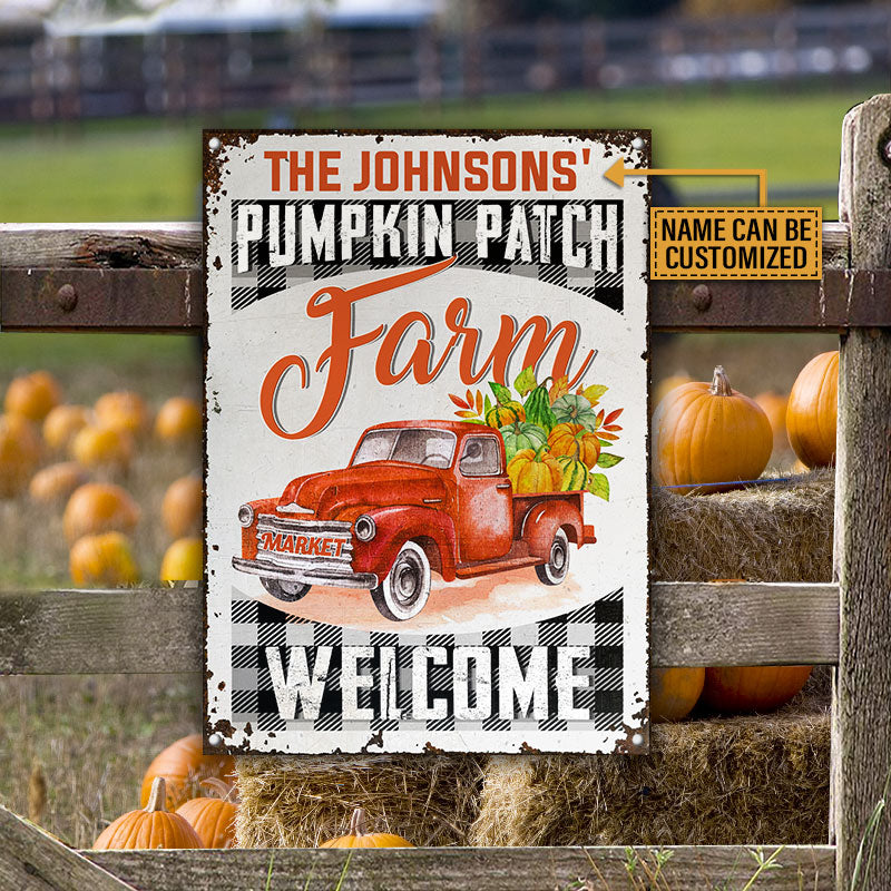 Pumpkins Patch Custom Classic Metal Signs, Autumn Thanksgiving Farmhouse Harvest Decoration