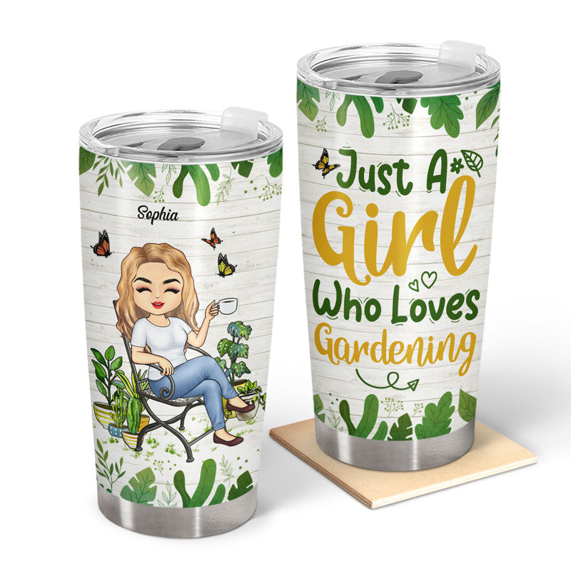 Just A Girl Who Loves Gardening Chibi - Gift For Garden Lovers - Personalized Custom Tumbler