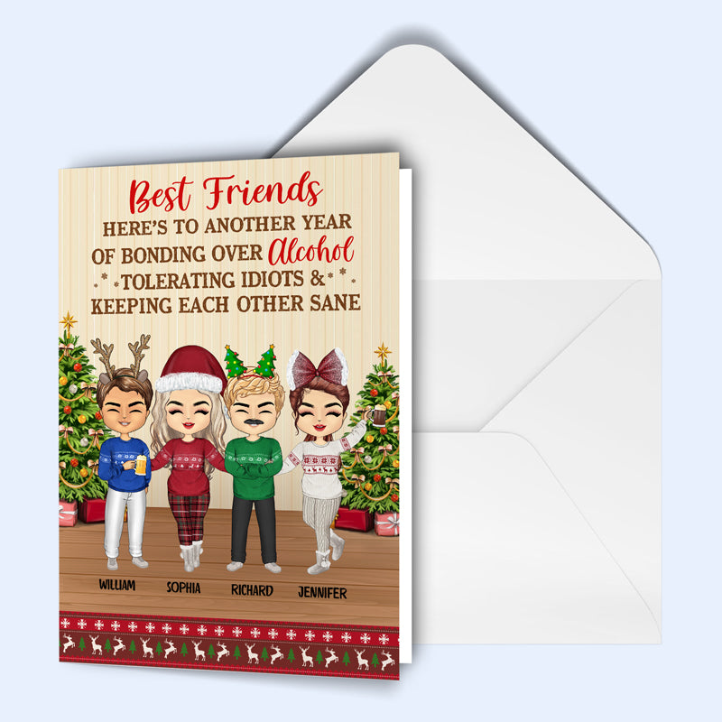 Best Friends Keeping Each Other Sane - Christmas Gift For BFF And Colleagues - Personalized Custom Folded Greeting Card