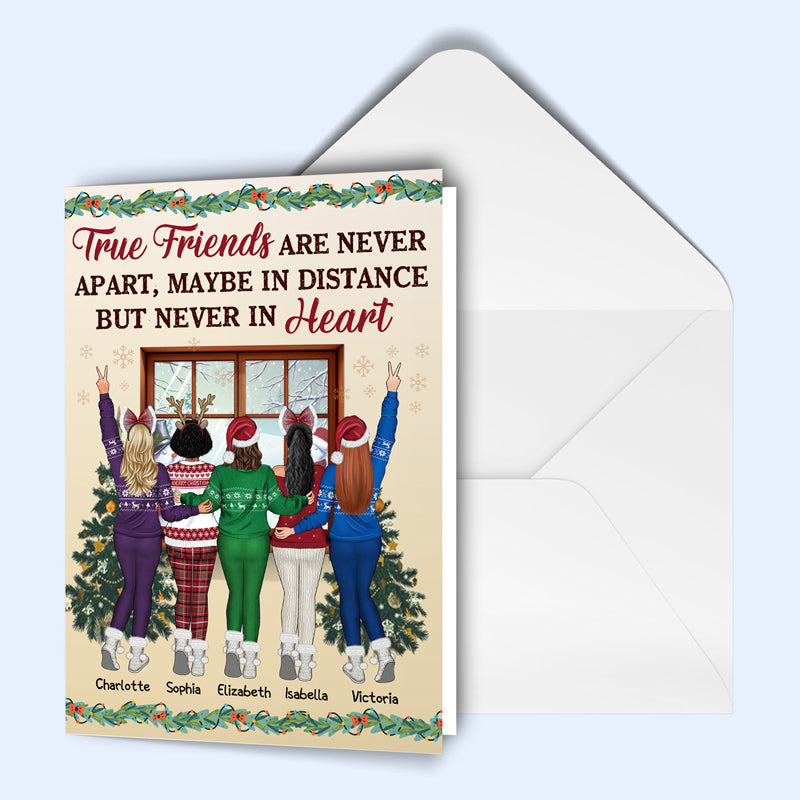 True Friends Are Never Apart Best Friends - Christmas Gift For Besties - Personalized Custom Folded Greeting Card
