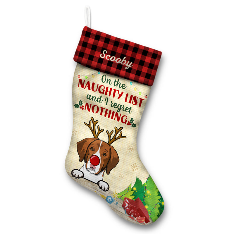 On The Naughty List And I Regret Nothing Cat Dog - Gift For Dog Lovers & Cat Lovers - Personalized Custom Christmas Stocking