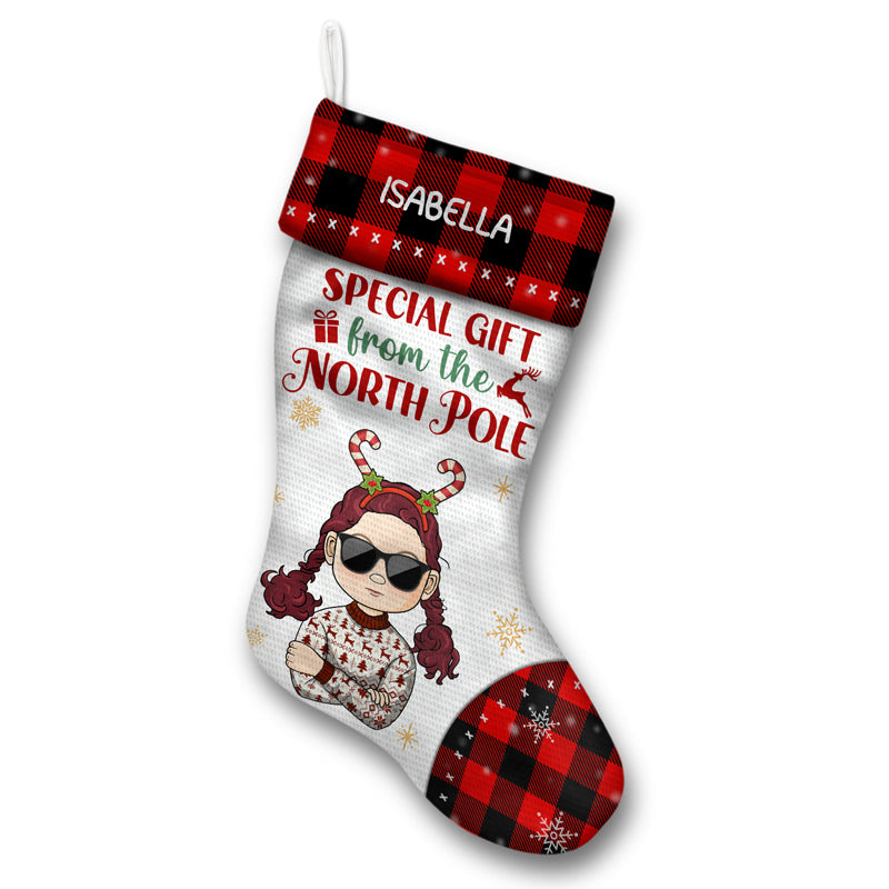 Grandchildren Special Gift From The North Pole - Christmas Gift For Family - Personalized Custom Christmas Stocking