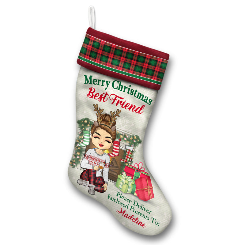 Please Deliver Enclosed Presents To My Best Friends - Christmas Gift For BFF And Sibling - Personalized Custom Christmas Stocking