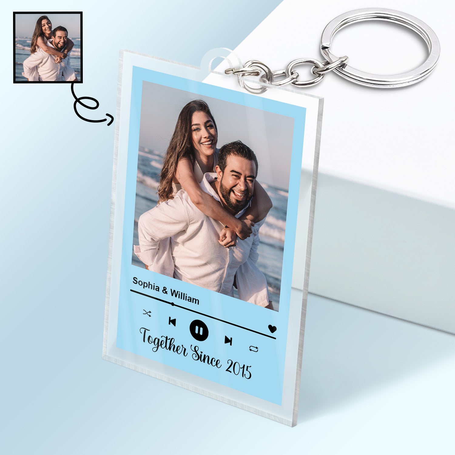 Custom Photo Together Since Husband Wife Anniversary - Gift For Couples - Personalized Custom Rectangle Acrylic Keychain