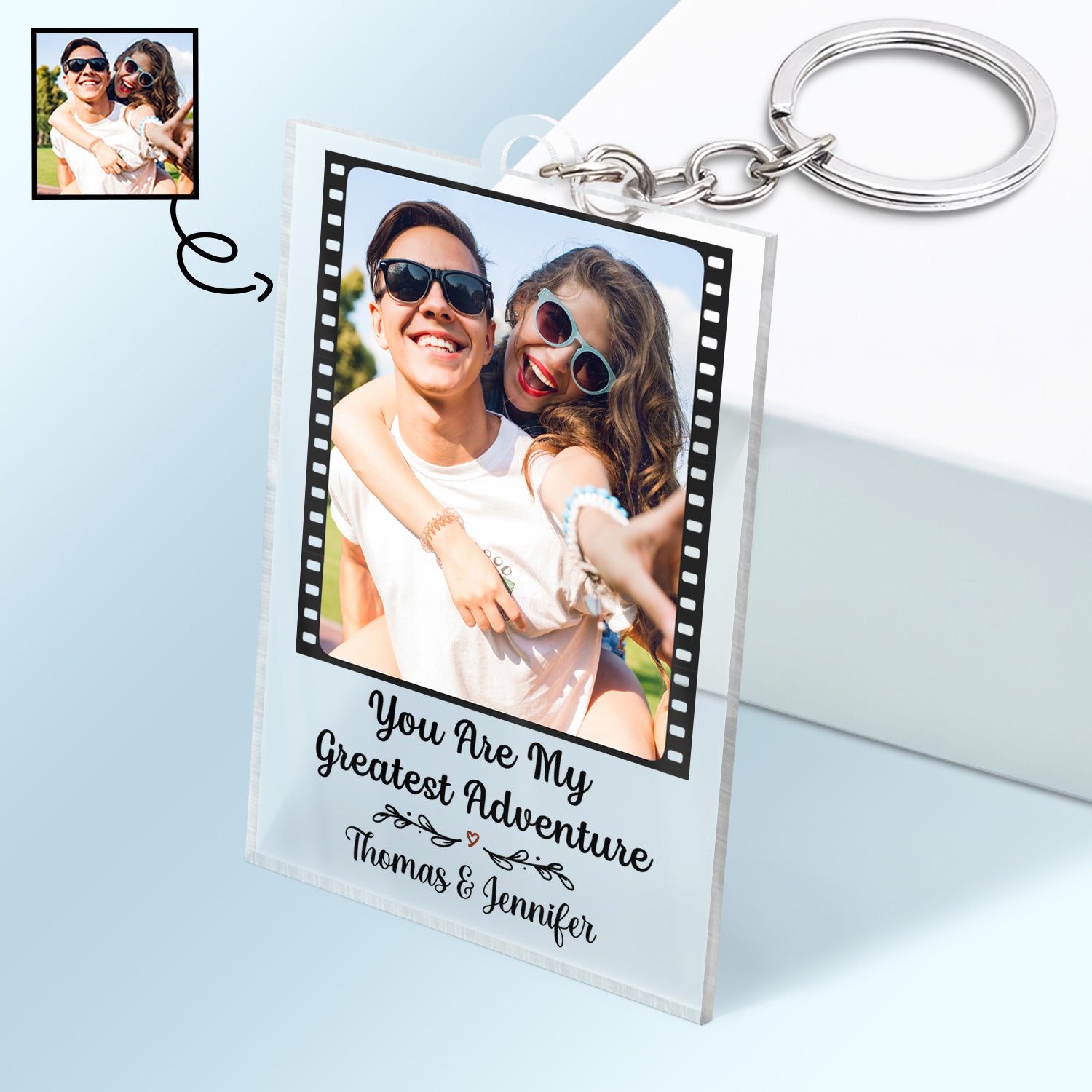 Custom Photo You Are My Greatest Adventure - Gift For Couples - Personalized Custom Rectangle Acrylic Keychain