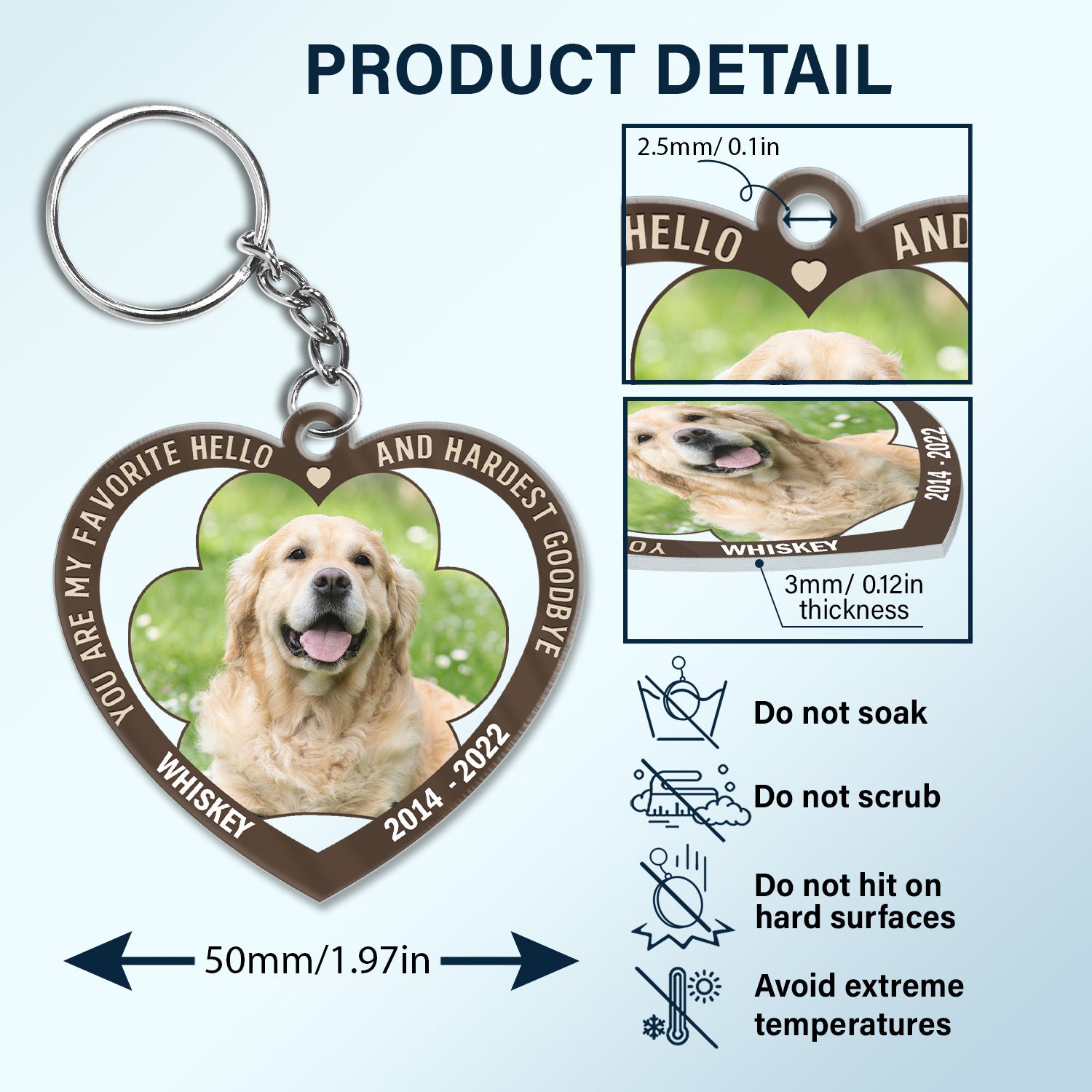 Favorite Hello Hardest Goodbye Dog Keychain Personalized Pet 