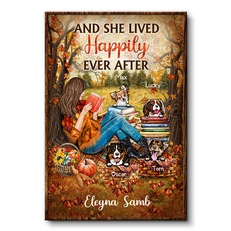 Reading Dogs Girl And She Lived Happily Ever After - Personalized Custom Poster