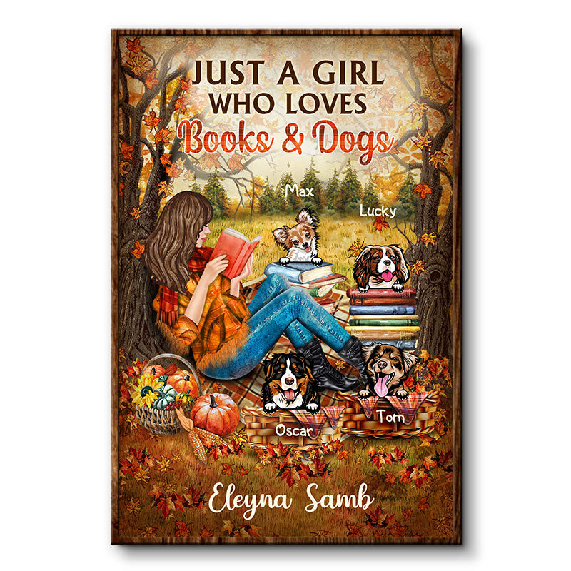 Reading Dogs Girl Just A Girl Who Loves Books - Personalized Custom Poster