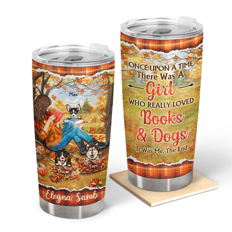 Reading Dogs Girl Once Upon A Time - Personalized Custom Tumbler