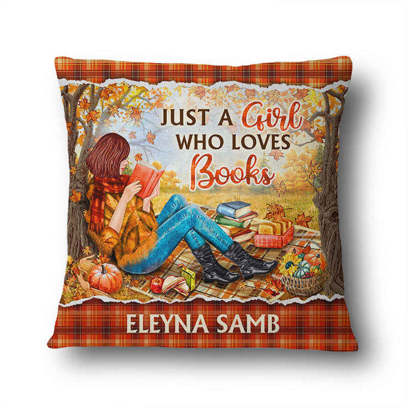Personalized Reading Girl Just A Girl Who Loves Books Custom Pillow