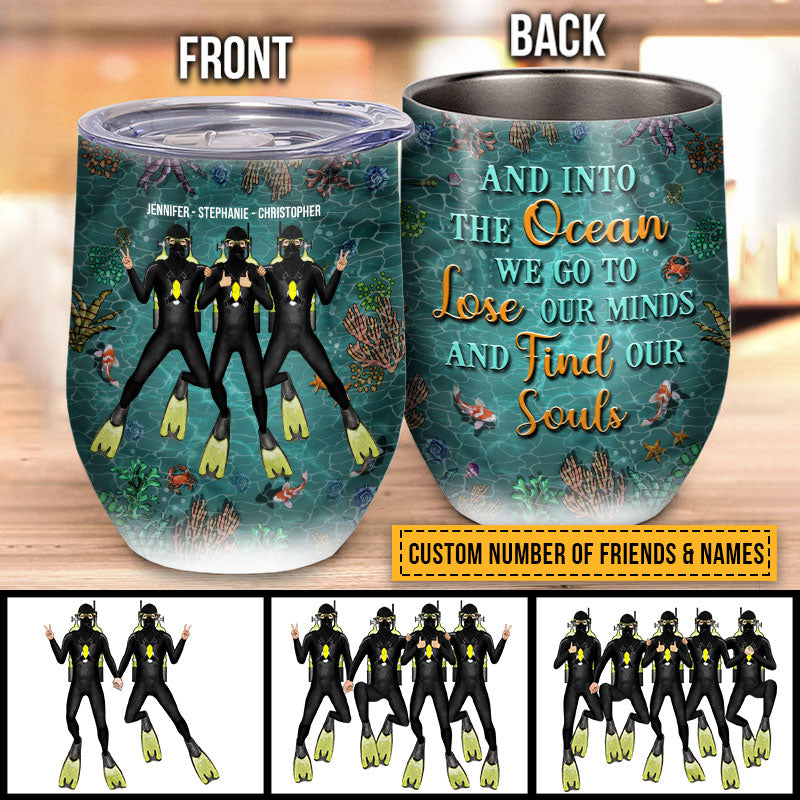 Scuba Diving Bestie And Into The Ocean Custom Wine Tumbler, Bff Wine Tumbler, Gift For Friends