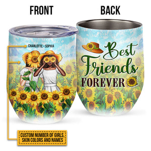 Personalized Best Friends Girl Sunflower Tumbler - Teeruto