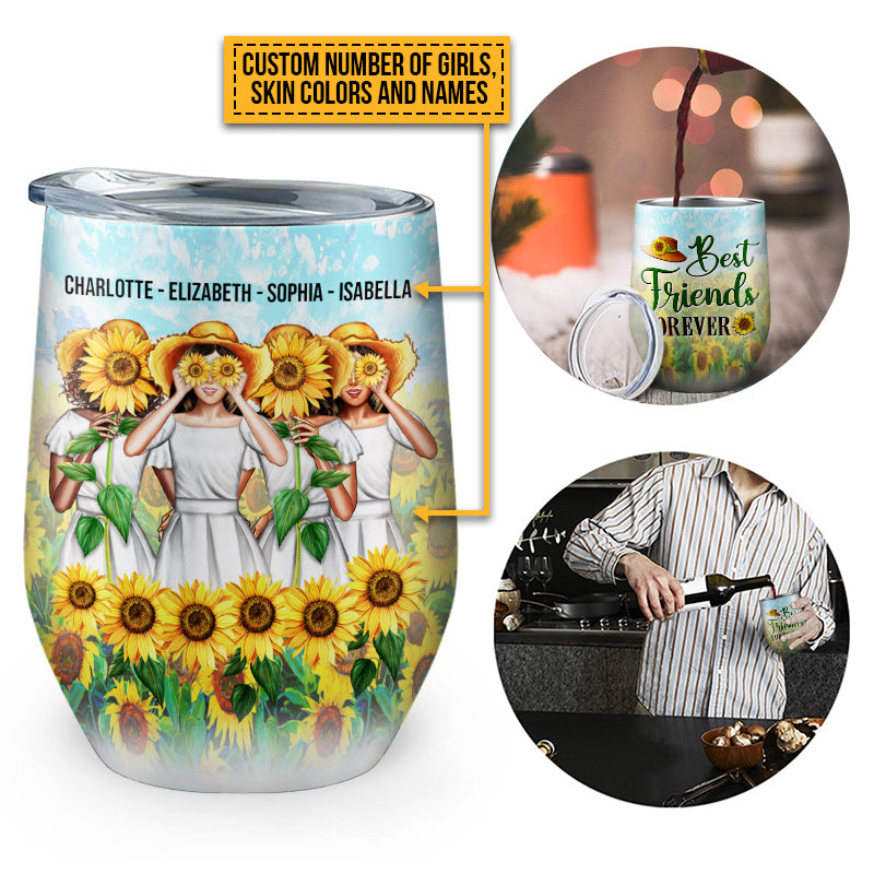 Personalized Best Friends Girl Sunflower Tumbler - Teeruto