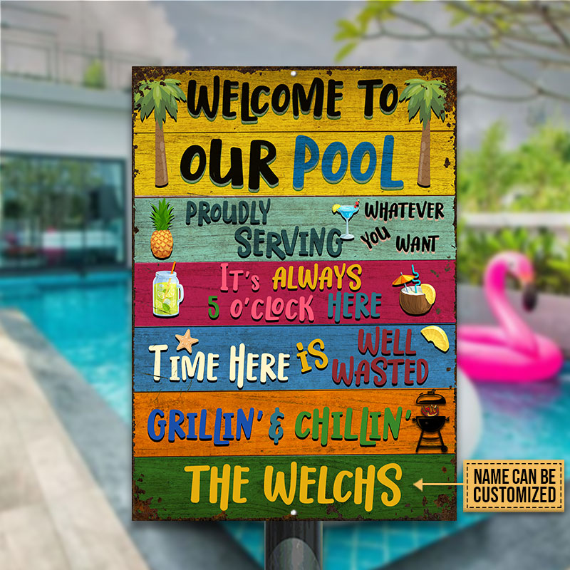 Swimming Pool Whatever You Want Custom Classic Metal Signs, Pool Decor, Outdoor Decorating Ideas