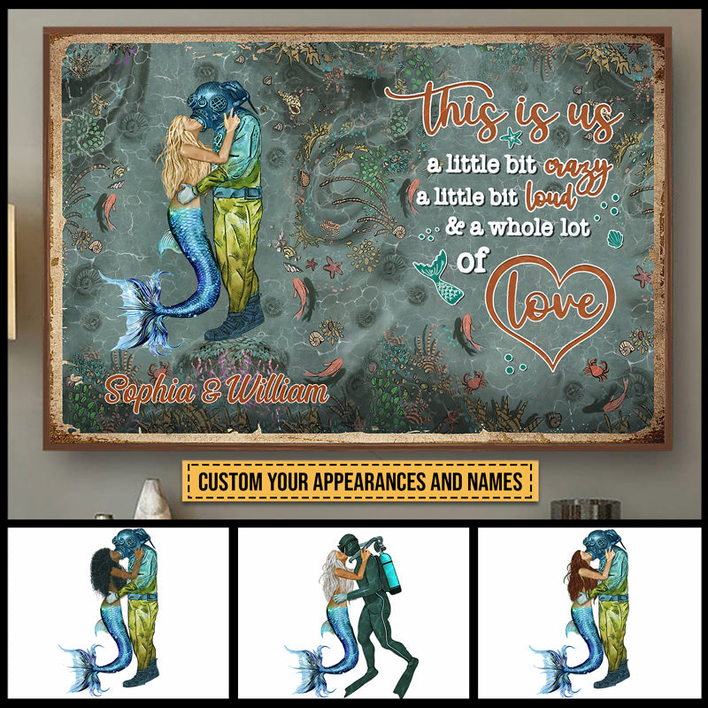 Scuba Diving And Mermaid Couple This Is Us Custom Poster, Couple Gift, Wall Art For Couple