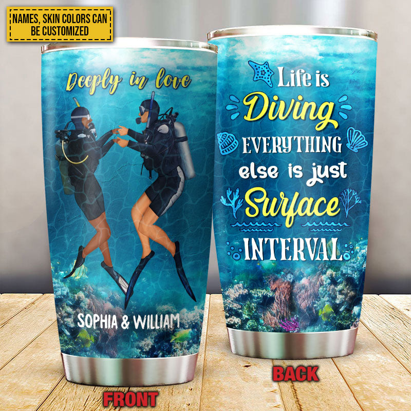 Scuba Diver Couple - Personalized Scuba Diver Couple Tumbler Customized  Name Insulated Cup Coffee Tumblers Gifts For