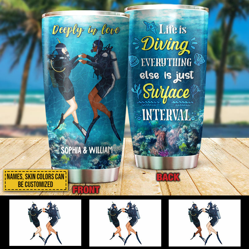 Scuba Diver Couple - Personalized Scuba Diver Couple Tumbler Customized  Name Insulated Cup Coffee Tumblers Gifts For