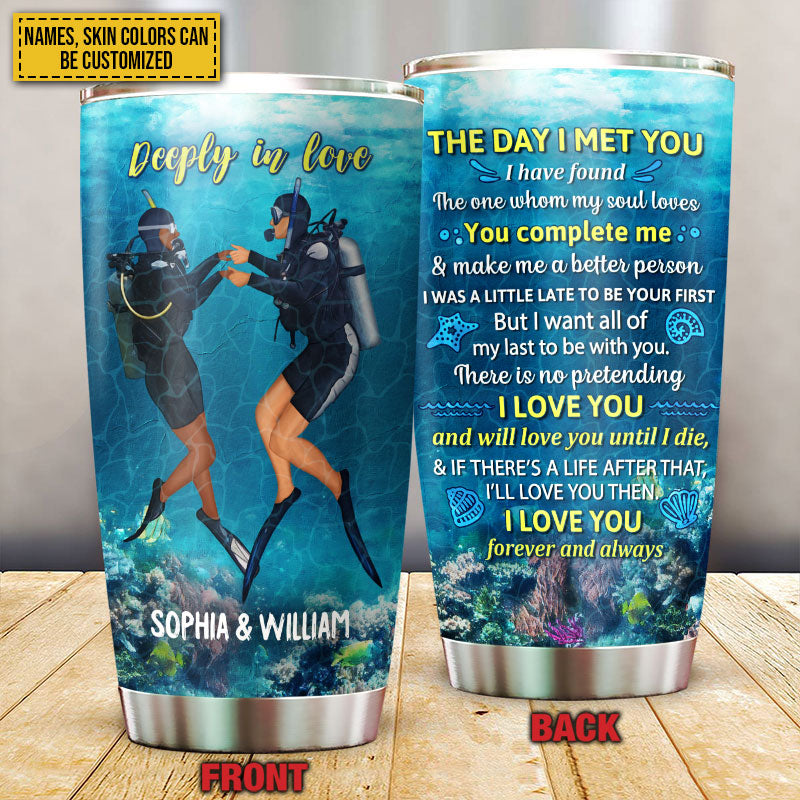 Scuba Diver Couple - Personalized Scuba Diver Couple Tumbler