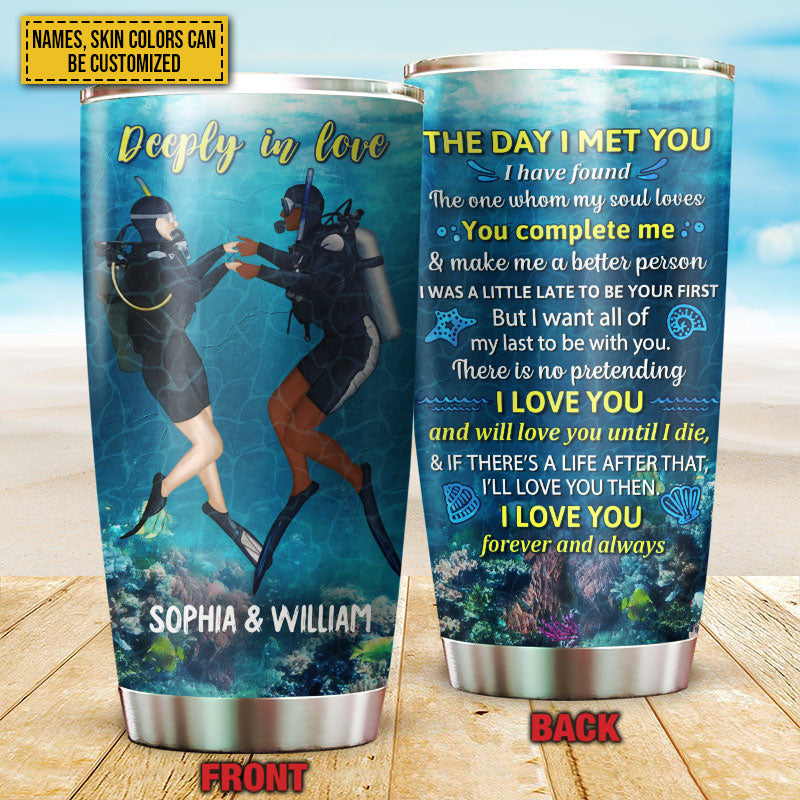 Scuba Diver Couple - Personalized Scuba Diver Couple Tumbler