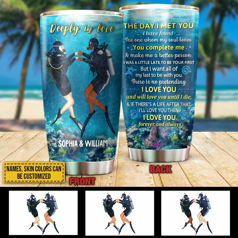 Scuba Diver Couple - Personalized Scuba Diver Couple Tumbler