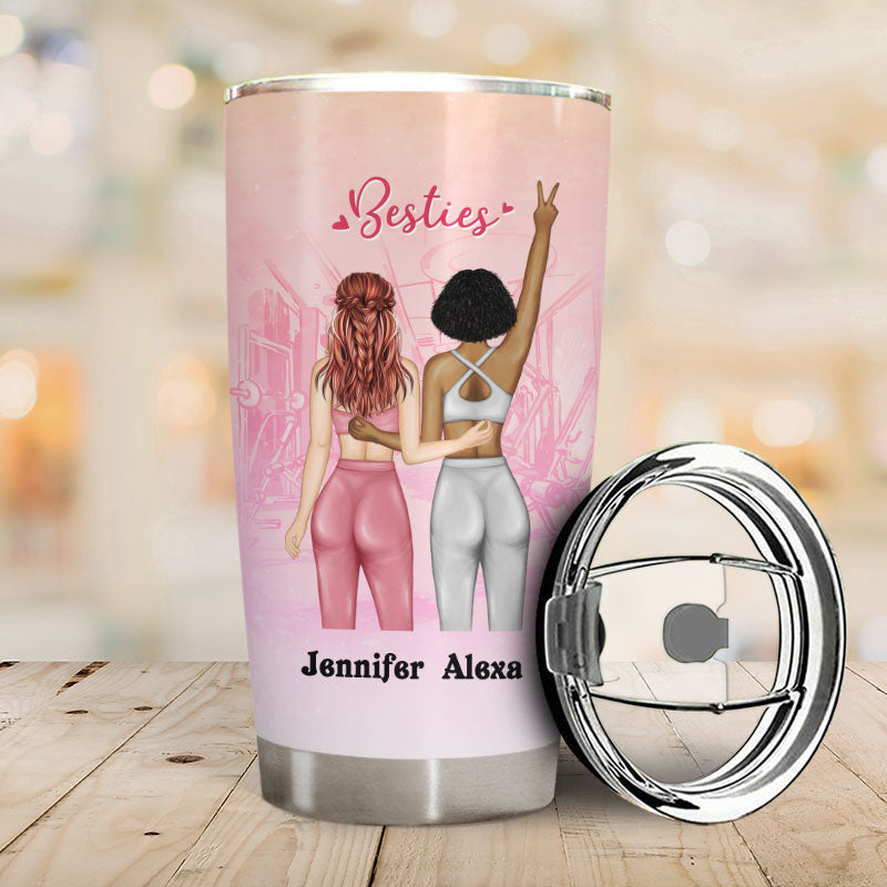 Fitness Couple Custom Tumbler Beauty And Beast Lift Together Stay