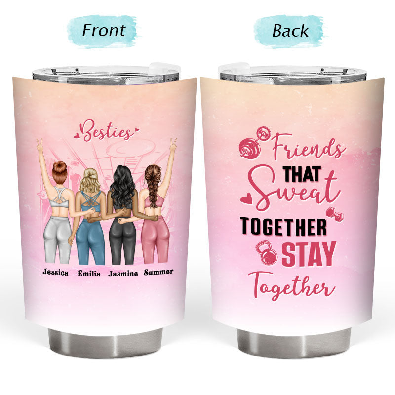 Fitness Couple Custom Tumbler Beauty And Beast Lift Together Stay