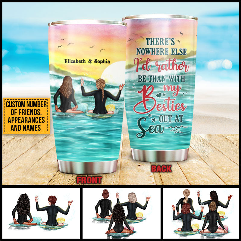 Surfing Bestie Out At Sea Custom Tumbler