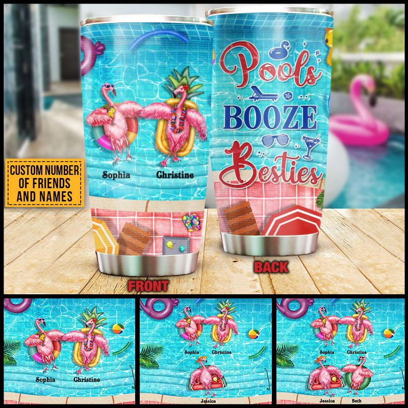 Swimming Flamingo Bestie Pools Booze Besties Custom Tumbler