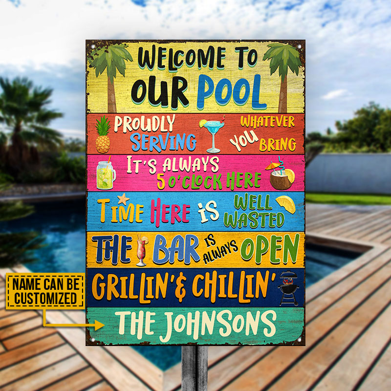 Swimming Pool Bar Grilling Welcome To Custom Classic Metal Signs