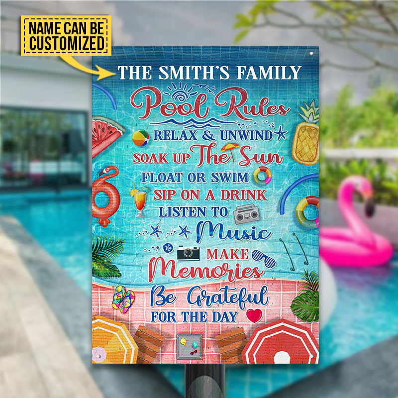 Swimming Pool Rules Relax And Unwind Custom Classic Metal Signs ...