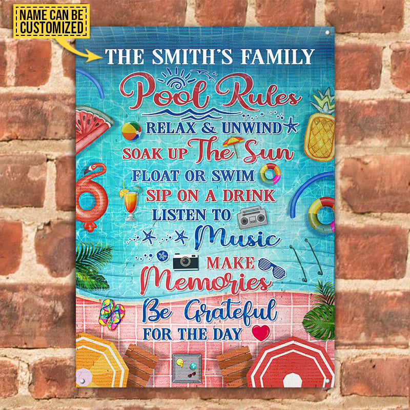 Swimming Pool Rules Relax And Unwind Custom Classic Metal Signs - Wander  Prints™