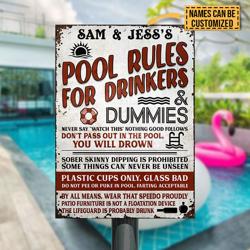 Swimming Pool Rules Custom Classic Metal Signs, Pool Decoration, Outdoor Decorating Ideas