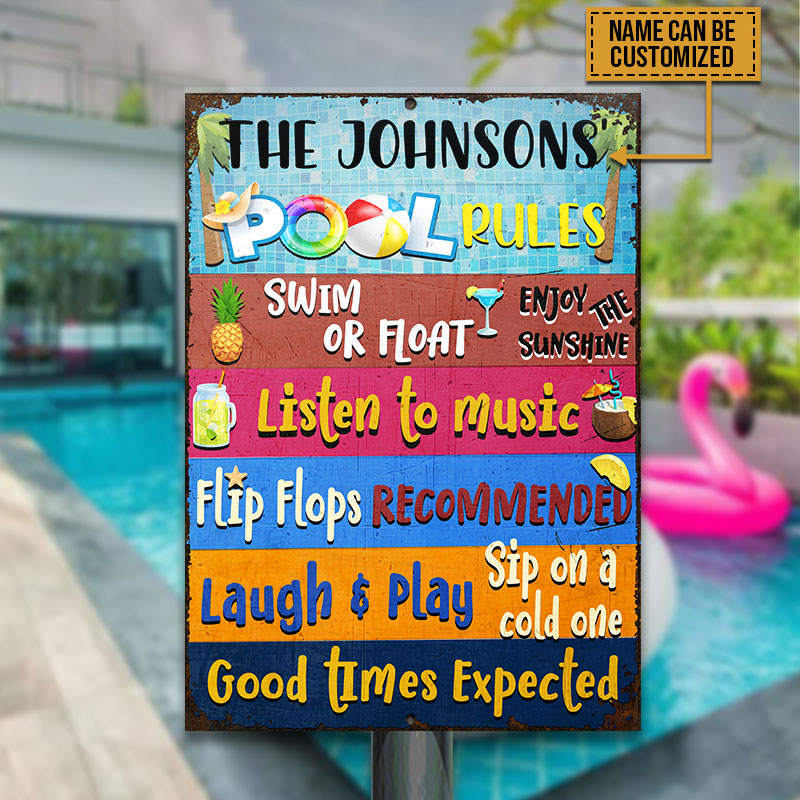 Swimming Pool Rules Good Times Expected Custom Classic Metal Signs, Pool Sign, Outdoor Sign