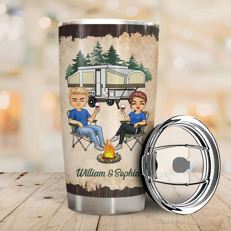 Let's Sit By The Campfire, Personalized Camping Travel Mug, Gift