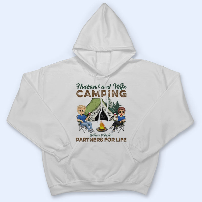 Husband And Wife Camping Partners For Life - Personalized Enamel