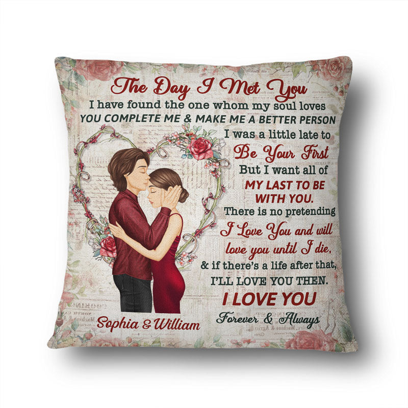 Couple Letter The Day I Met You - Gift For Couples - Personalized Custom Pillow
