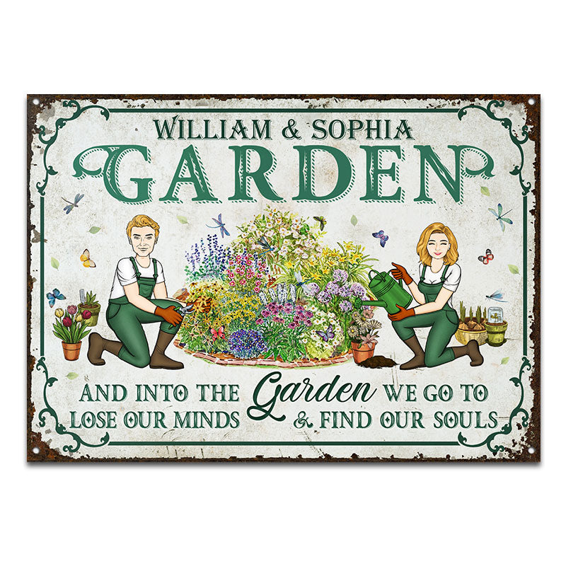 Garden Couples Find Our Souls - Gift For Couples - Personalized Custom Classic Metal Signs