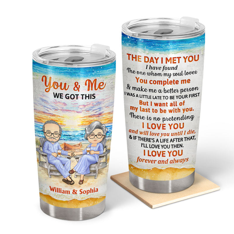 Beach Old Couple The Day I Met You - Couple Gift - Personalized Custom Tumbler