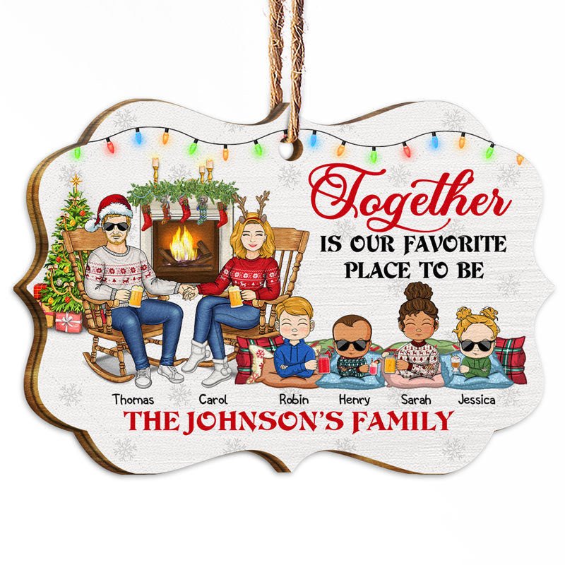 Family Together Is Our Favorite Place To Be - Christmas Gift For Parents & Grandparents - Personalized Custom Wooden Ornament