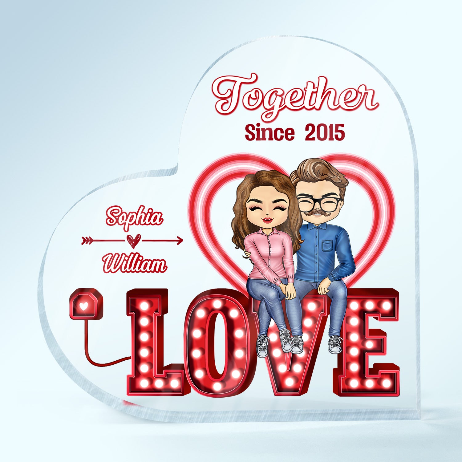 Together Since - Anniversary, Birthday Gift For Spouse, Lover, Husband, Wife, Boyfriend, Girlfriend, Couple - Personalized Custom Heart Shaped Acrylic Plaque