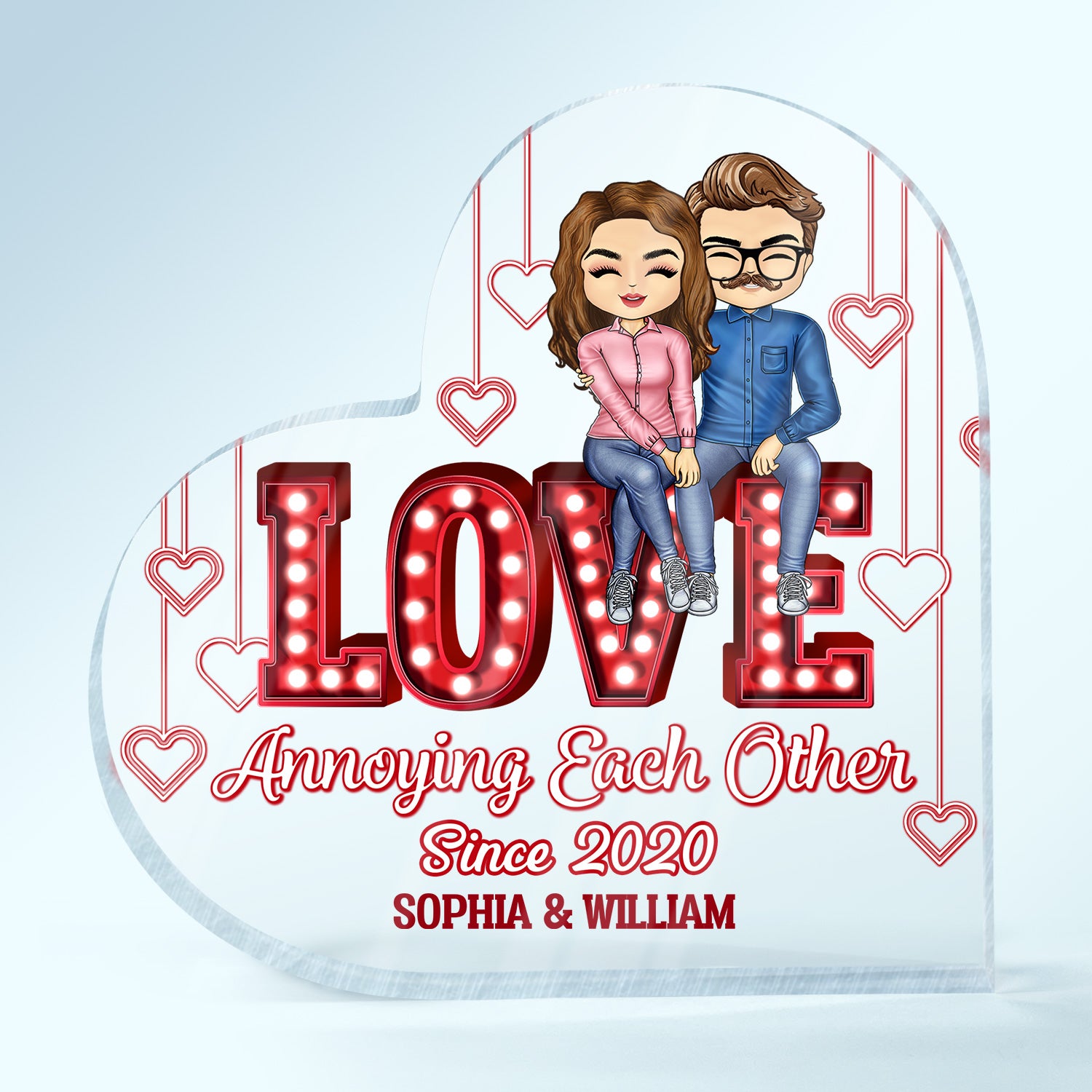 Annoying Each Other Year - Anniversary, Birthday Gift For Spouse, Lover, Husband, Wife, Boyfriend, Girlfriend, Couple - Personalized Custom Heart Shaped Acrylic Plaque