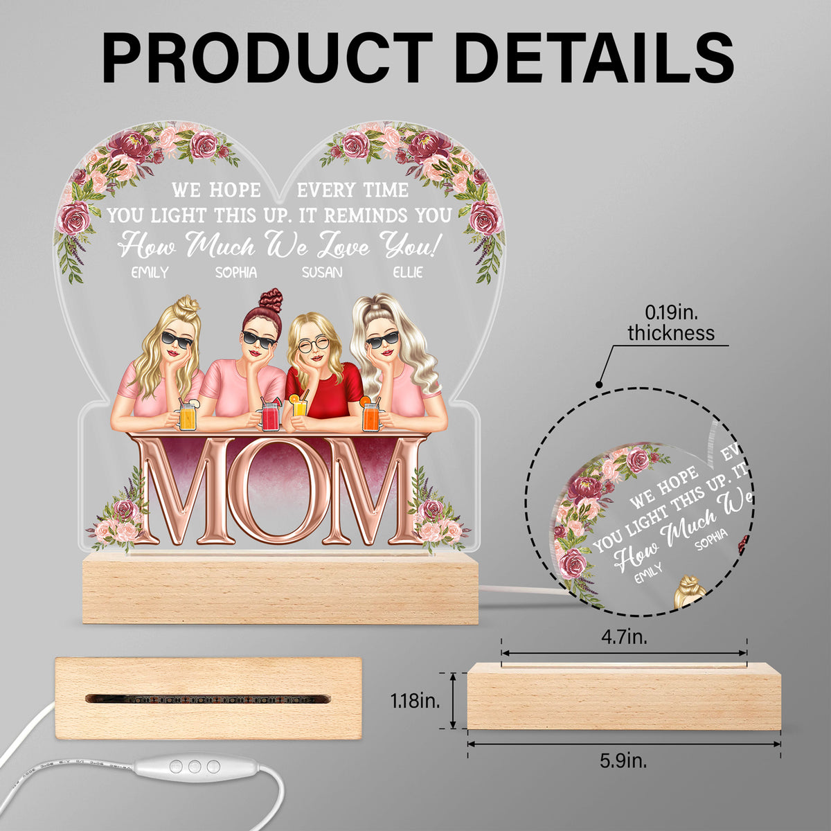 Happy Mother's Day To The Best Dog Mom Personalized 3D LED Light