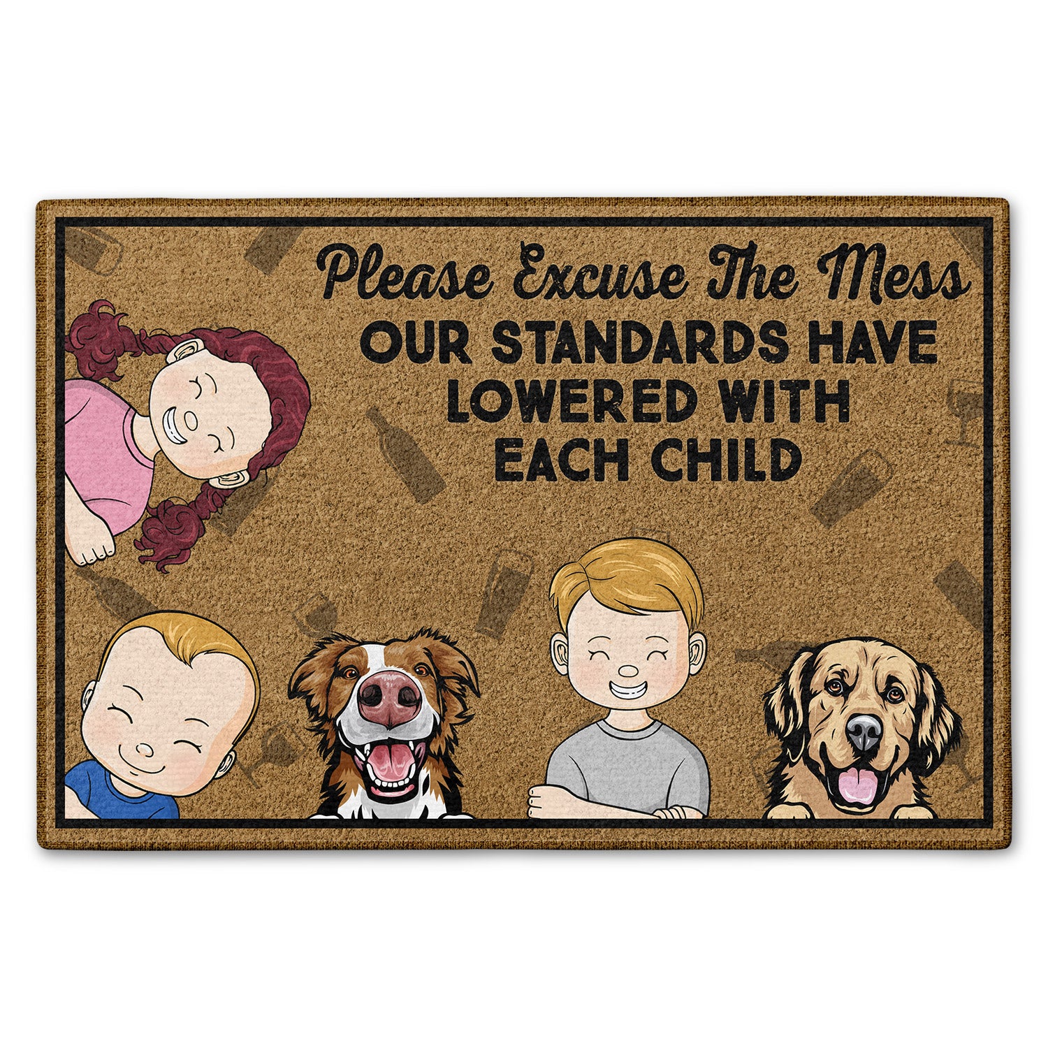 Please Excuse The Mess Our Standards - Birthday, Loving, Funny, Home Decor Gift For Dog, Cat Mom, Dad, Pet Lover, Parent, Grandparent - Personalized Custom Doormat