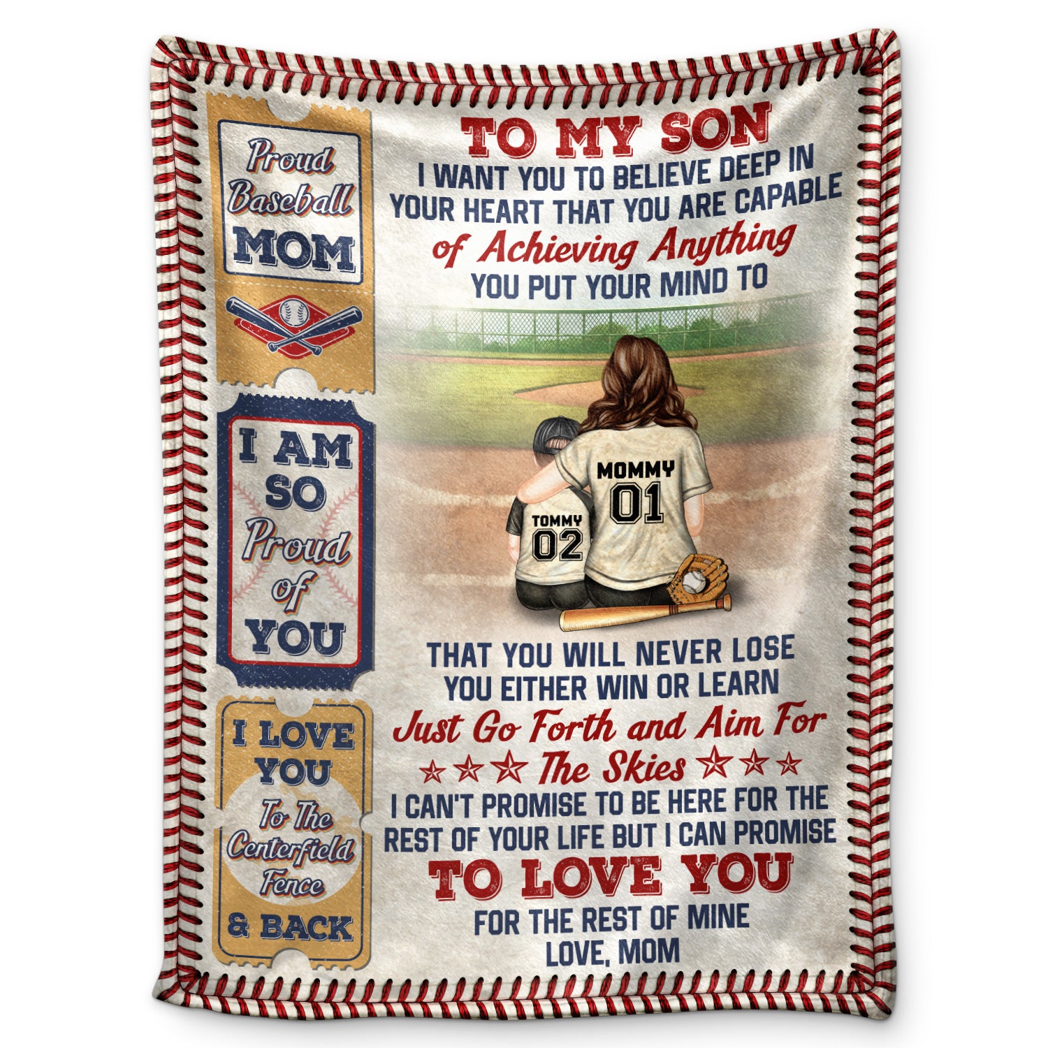 Mom To My Son I Want You To Believe Deep In - Birthday Gift For Kids, Family, Baseball Players - Personalized Custom Fleece Blanket