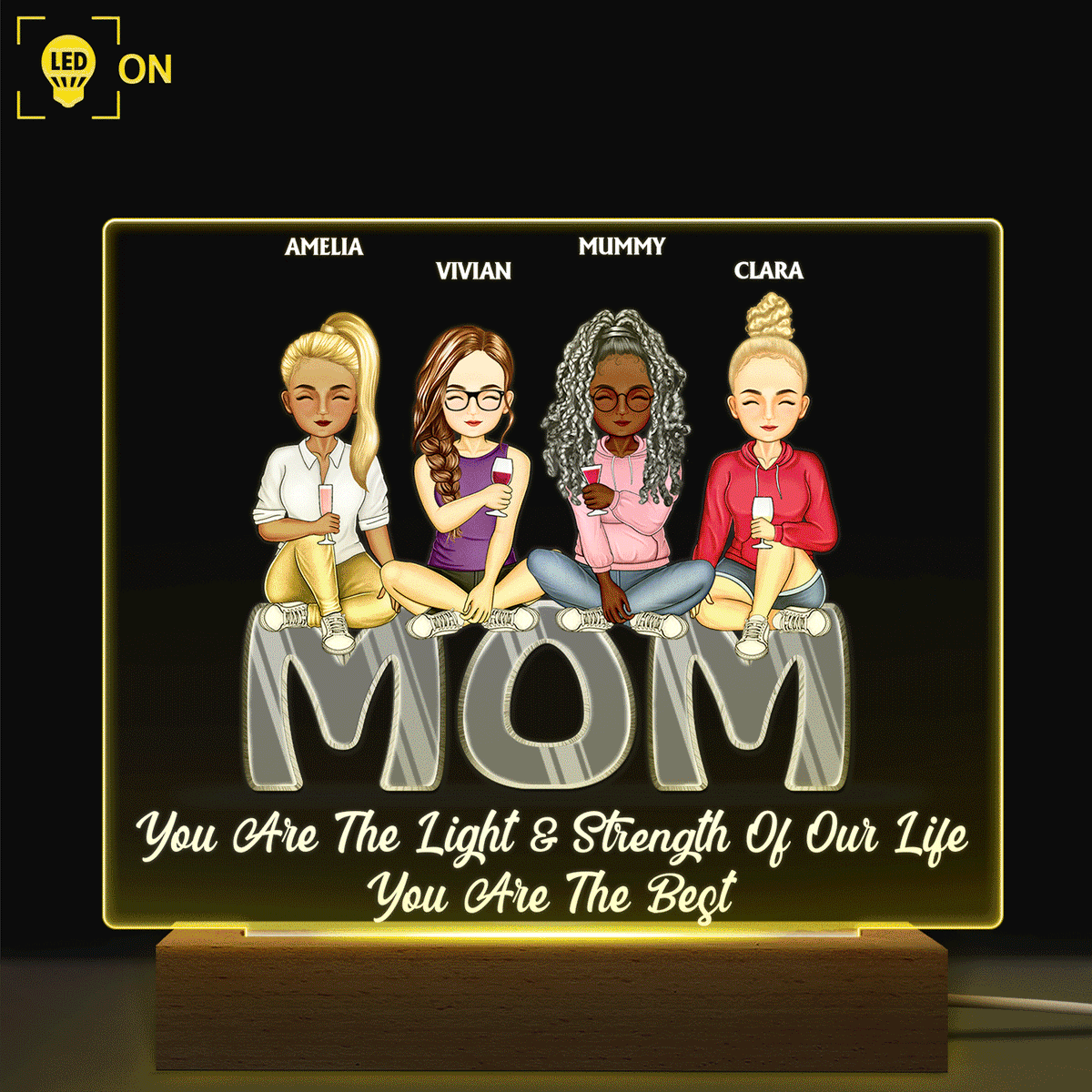 You Are The Light And Strength Of My Life Mom Personalized Shaped Plaque Light Bases