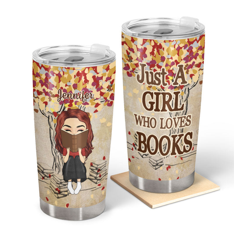 Reading Chibi Girl Under The Tree Just A Girl - Personalized Custom Tumbler
